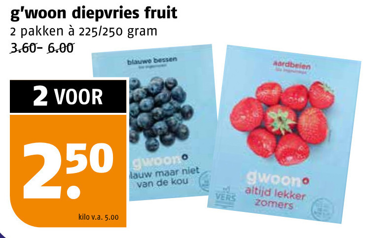 Gwoon   diepvriesfruit folder aanbieding bij  Poiesz - details