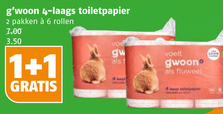 Gwoon   toiletpapier folder aanbieding bij  Poiesz - details