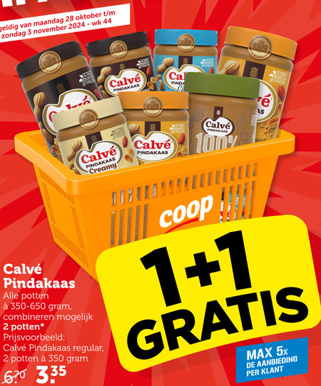 Calve   pindakaas folder aanbieding bij  Coop - details