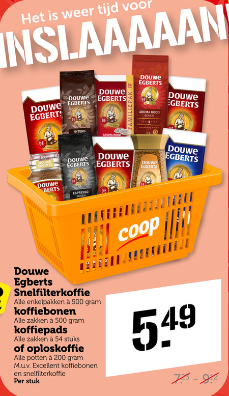 Douwe Egberts   oploskoffie, koffiebonen folder aanbieding bij  Coop - details