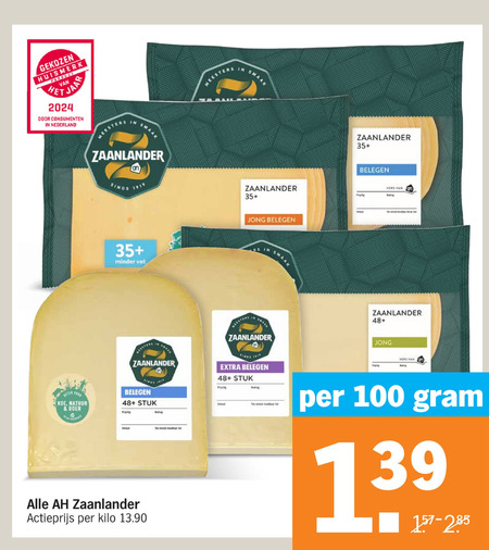 Zaanlander   kaasplakken, kaas folder aanbieding bij  Albert Heijn - details