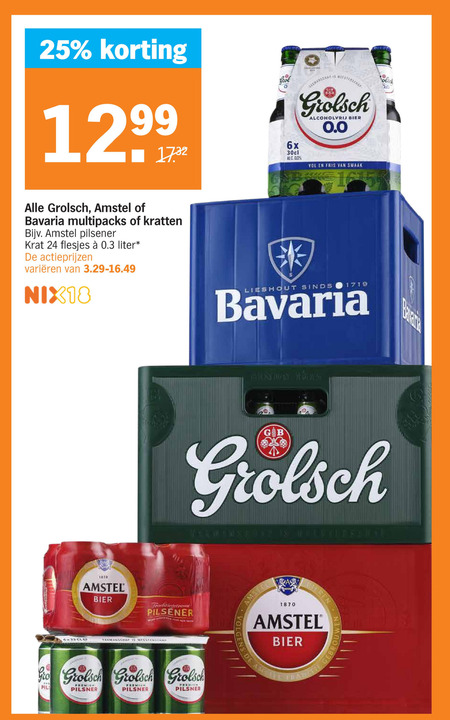 Amstel   krat bier, blikje bier folder aanbieding bij  Albert Heijn - details