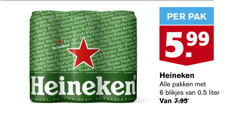 Heineken   blikje bier folder aanbieding bij  Hoogvliet - details