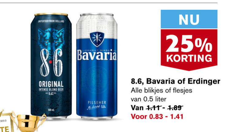 Bavaria 8.6   blikje bier, speciaalbier folder aanbieding bij  Hoogvliet - details