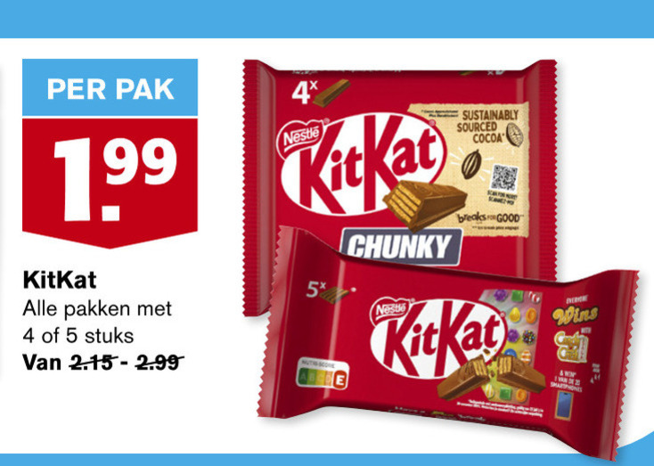 KitKat   chocoladereep folder aanbieding bij  Hoogvliet - details