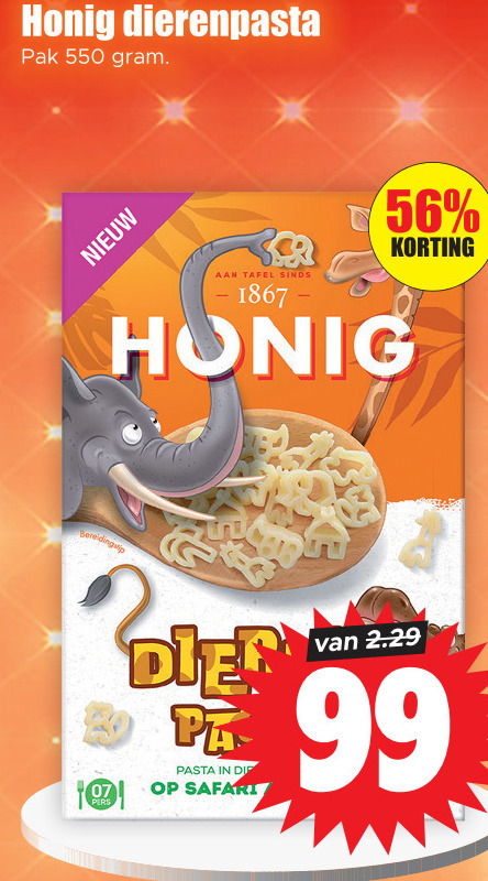 Honig   pasta folder aanbieding bij  Dirk - details