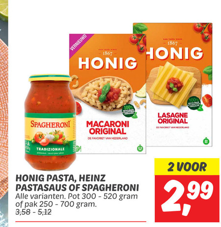 Honig   pasta, pastasaus folder aanbieding bij  Dekamarkt - details