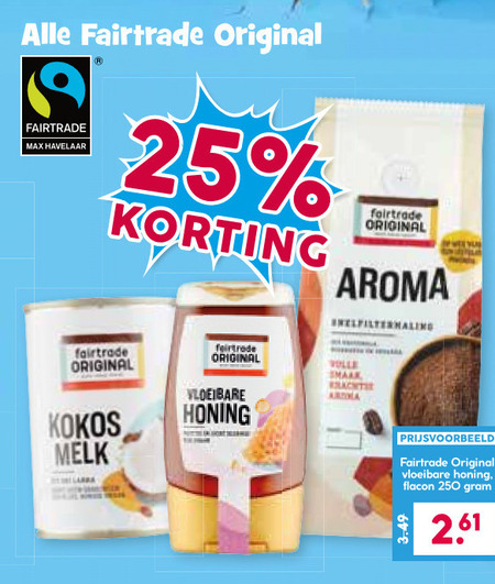 Fair Trade Original   kokosmelk, honing folder aanbieding bij  Boons Markt - details