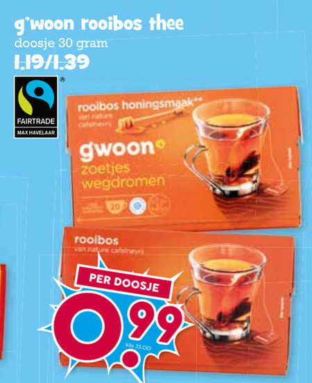 Gwoon   thee folder aanbieding bij  Boons Markt - details