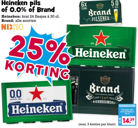 Heineken 0.0   krat bier folder aanbieding bij  Boons Markt - details