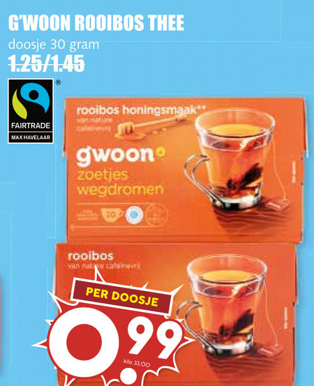 Gwoon   thee folder aanbieding bij  MCD Supermarkt Basis - details