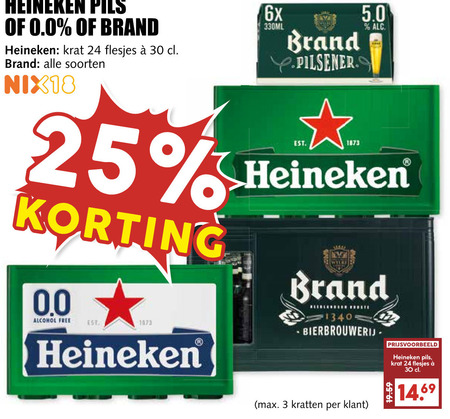 Heineken 0.0   krat bier folder aanbieding bij  MCD Supermarkt Basis - details