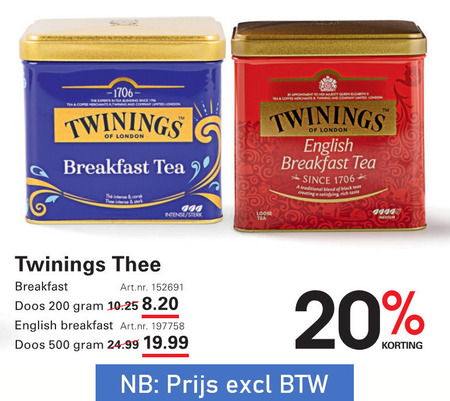 Twinings   thee folder aanbieding bij  Sligro - details