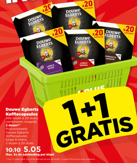 Douwe Egberts   koffiecups folder aanbieding bij  Plus - details