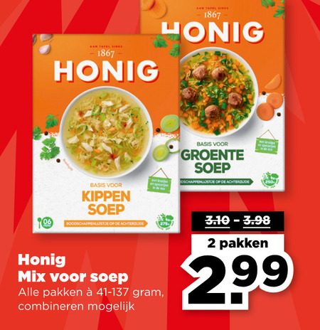 Honig   soep folder aanbieding bij  Plus - details