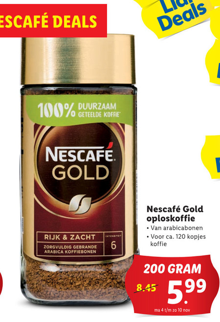 Nescafe   oploskoffie folder aanbieding bij  Lidl - details