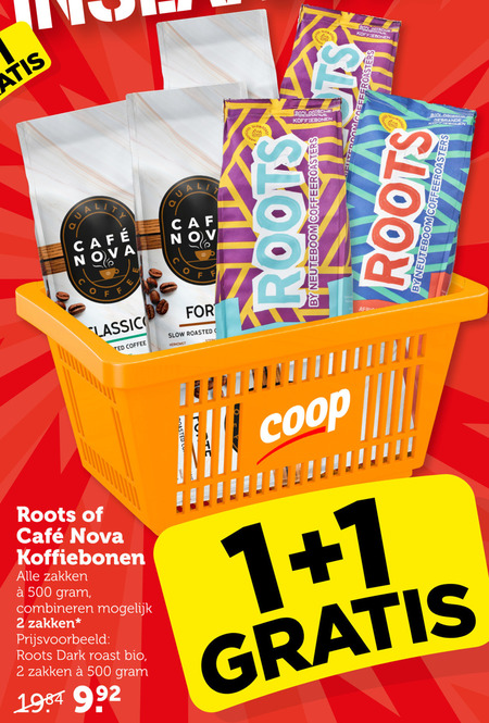 Roots   koffiebonen folder aanbieding bij  Coop - details