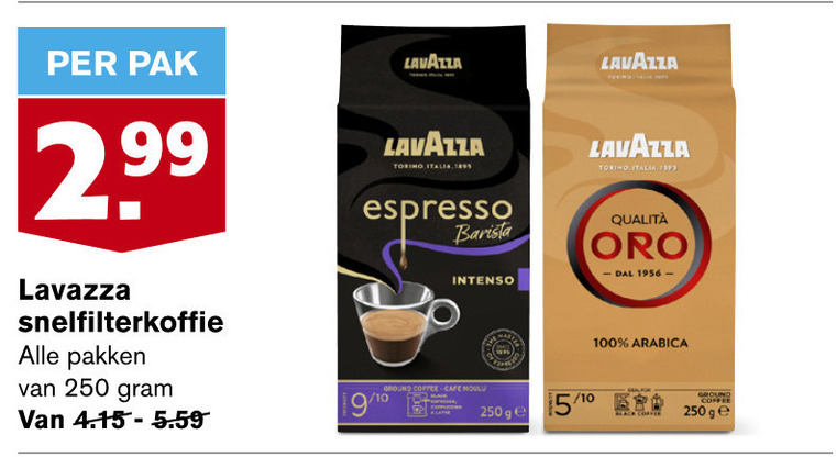 Lavazza   koffie folder aanbieding bij  Hoogvliet - details