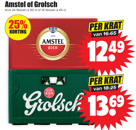 Grolsch   krat bier folder aanbieding bij  Dirk - details