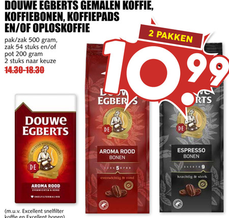 Douwe Egberts   koffiepad, oploskoffie folder aanbieding bij  MCD Supermarkt Basis - details