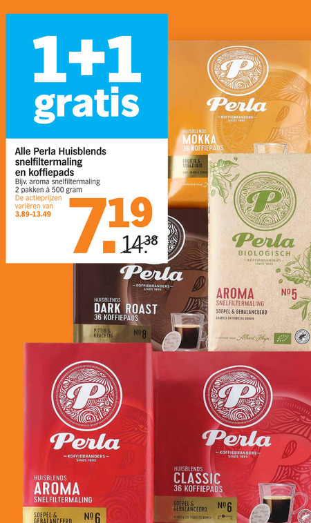 Perla   koffie, koffiepad folder aanbieding bij  Albert Heijn - details