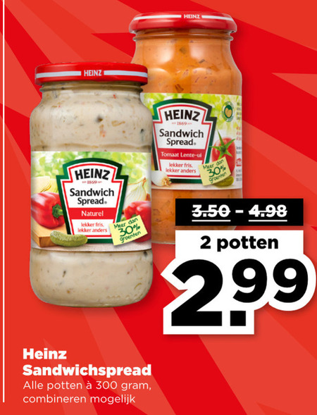 Heinz   sandwich spread folder aanbieding bij  Plus - details