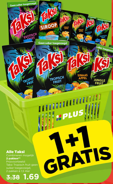 Taksi   fruitdrank folder aanbieding bij  Plus - details