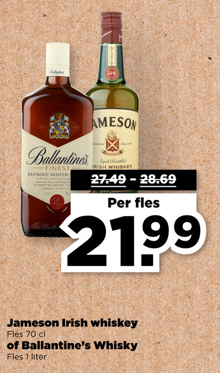 Ballantines   whisky folder aanbieding bij  Plus - details