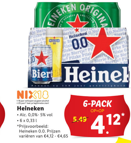 Heineken 0.0   blikje bier folder aanbieding bij  Lidl - details