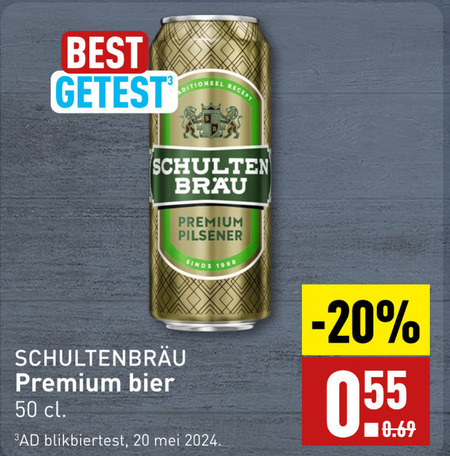 Schultenbrau   blikje bier folder aanbieding bij  Aldi - details