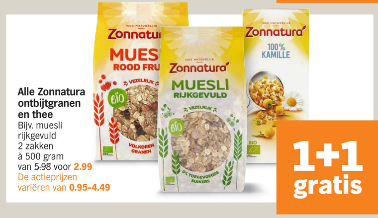 Zonnatura   thee, muesli folder aanbieding bij  Albert Heijn - details