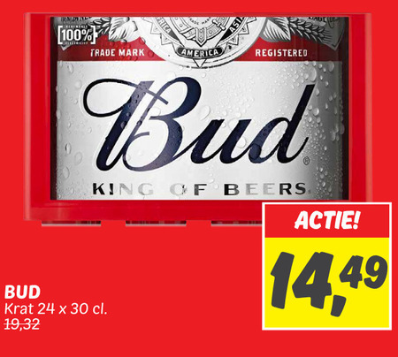 Bud   krat bier folder aanbieding bij  Dekamarkt - details