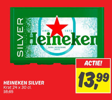 Heineken Silver   krat bier folder aanbieding bij  Dekamarkt - details