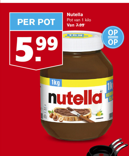 Nutella   hazelnootpasta folder aanbieding bij  Hoogvliet - details