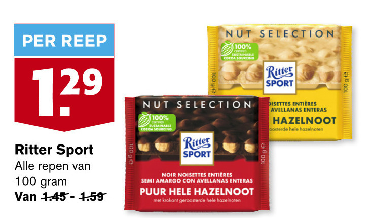 Ritter Sport   chocolade folder aanbieding bij  Hoogvliet - details