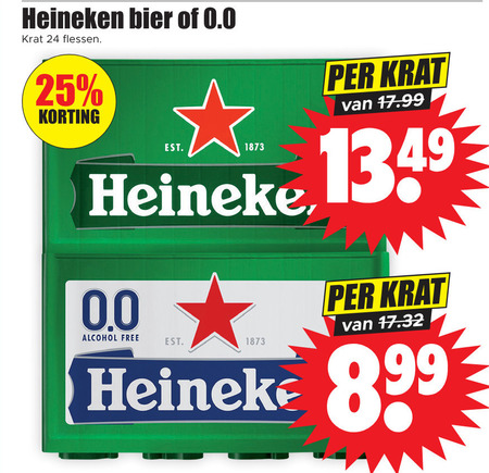 Heineken 0.0   krat bier folder aanbieding bij  Dirk - details