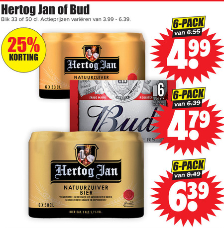 Hertog Jan   blikje bier folder aanbieding bij  Dirk - details