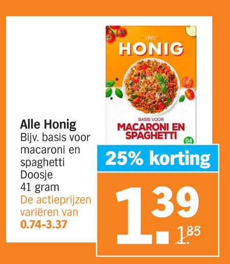 Honig   maaltijdmix folder aanbieding bij  Albert Heijn - details