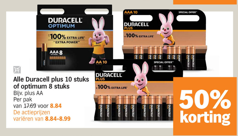 Duracell   batterij folder aanbieding bij  Albert Heijn - details