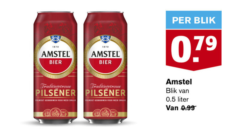 Amstel   blikje bier folder aanbieding bij  Hoogvliet - details