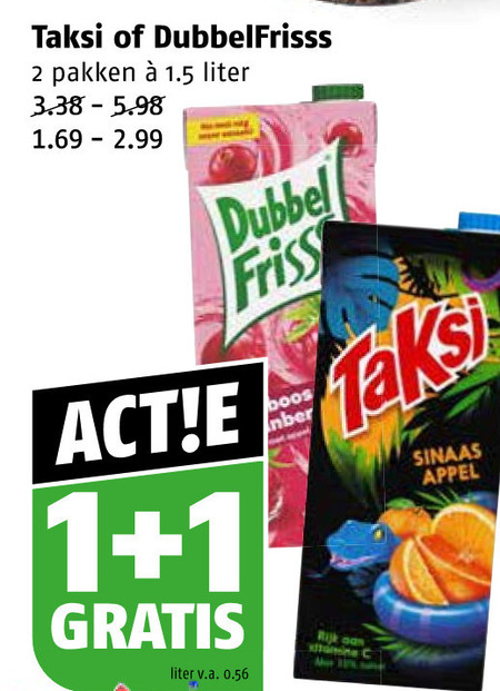 Dubbelfrisss   fruitdrank folder aanbieding bij  Poiesz - details