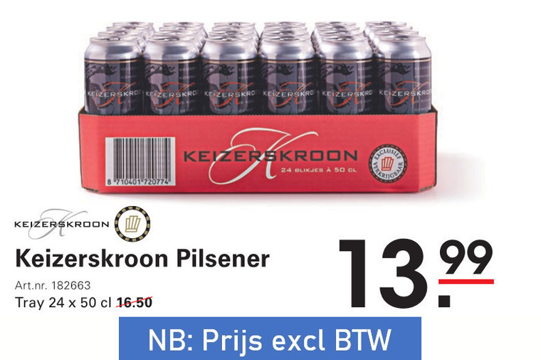 Keizerskroon   blikje bier folder aanbieding bij  Sligro - details
