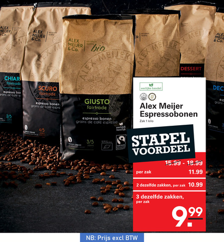 Alex Meijer   koffiebonen folder aanbieding bij  Sligro - details