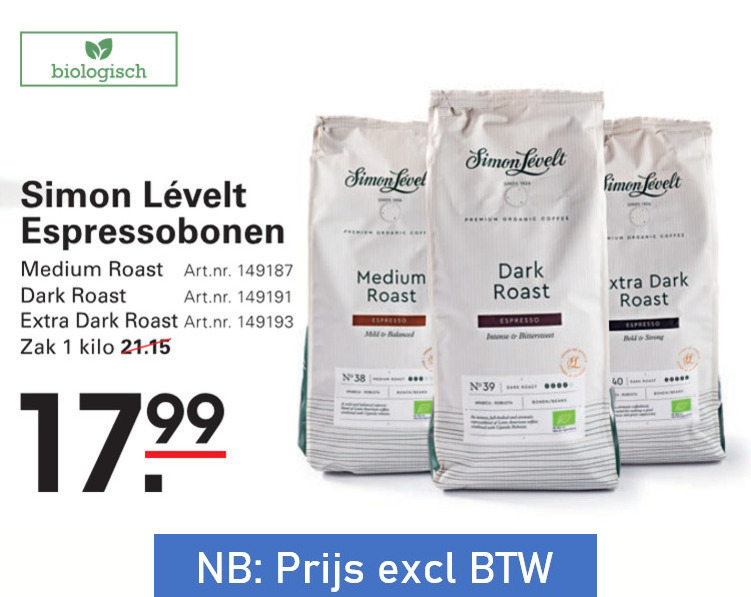 Simon Levelt   koffiebonen folder aanbieding bij  Sligro - details