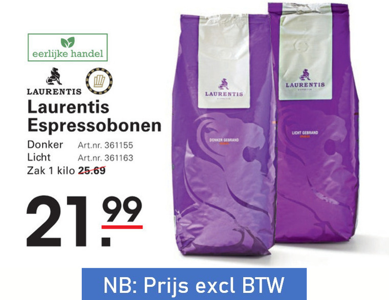 Laurentis   koffiebonen folder aanbieding bij  Sligro - details