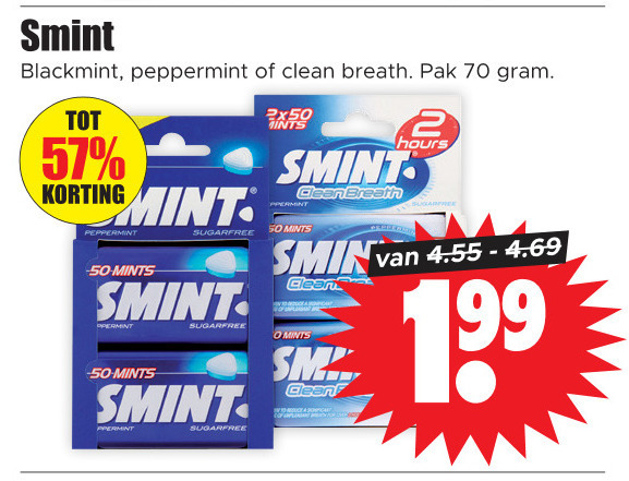 Smint   kauwgom folder aanbieding bij  Dirk - details