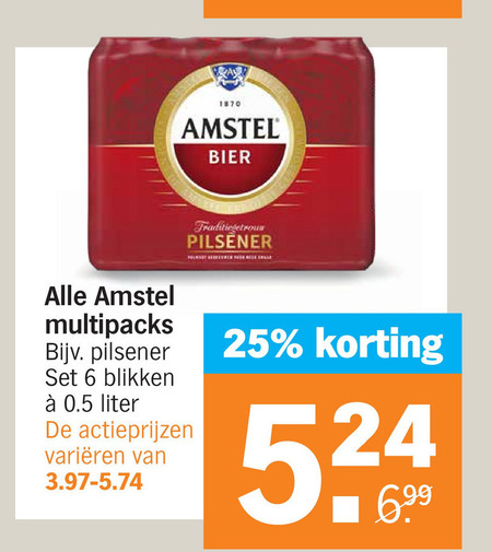 Amstel   blikje bier folder aanbieding bij  Albert Heijn - details