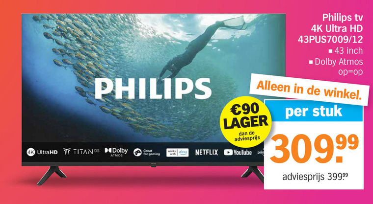 Philips   4k ultrahd televisies folder aanbieding bij  Albert Heijn - details