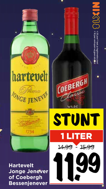 Hartevelt   bessenjenever, jenever folder aanbieding bij  Vomar - details