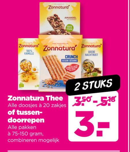 Zonnatura   thee, mueslireep folder aanbieding bij  Plus - details